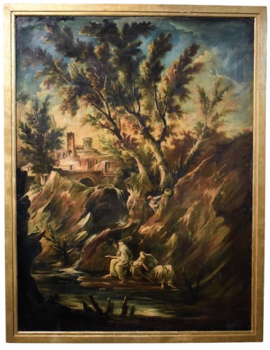 Fantastic Landscape  attributed to Alessandro Magnasco - (1667 - 1749)